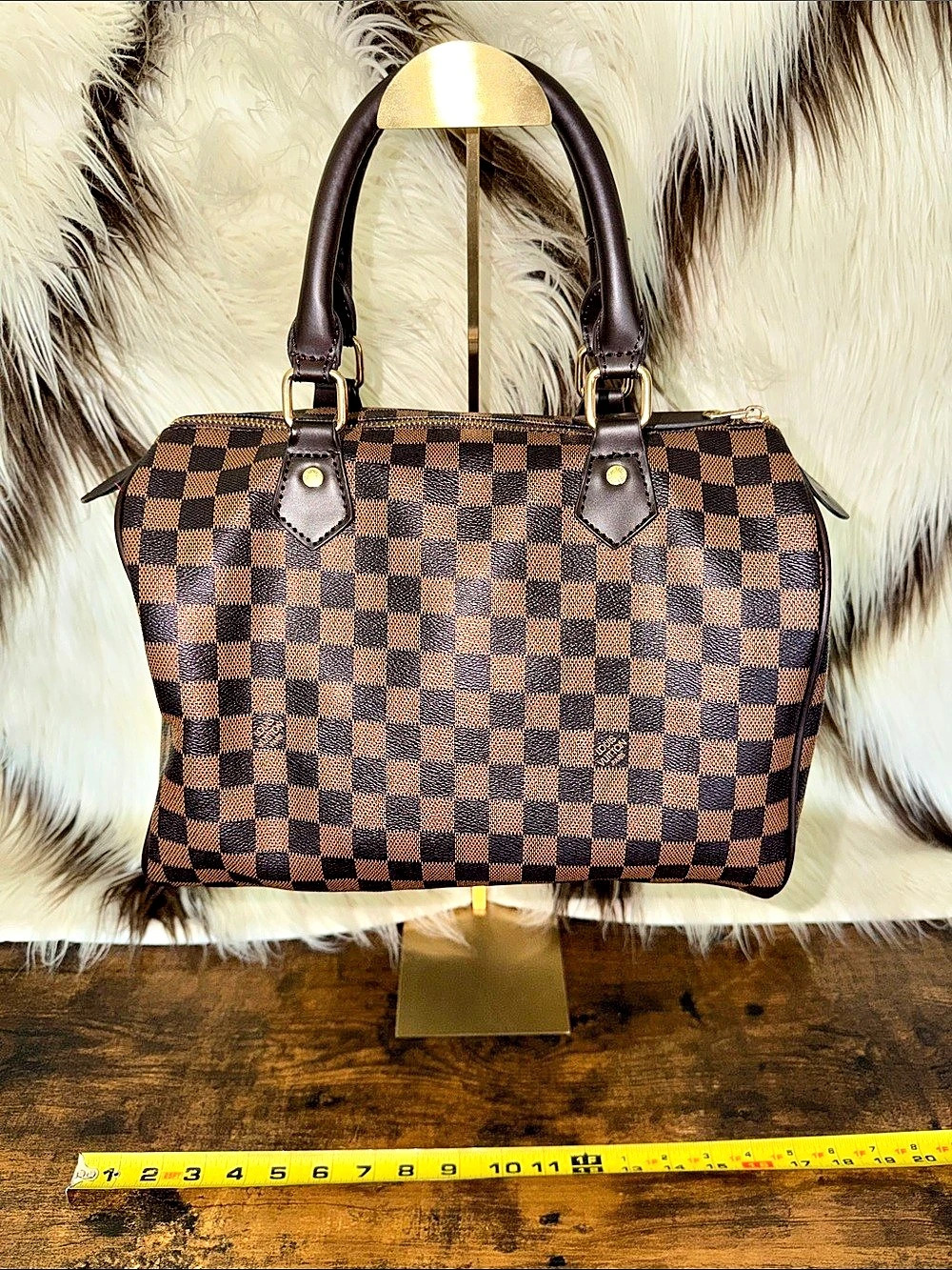 Louis Vuitton Speedy 30 Damier Ebene Satchel Brown & Black